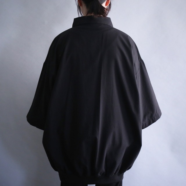 black 1-tone switching design 3XLT over size h/s pullover（dead stock）