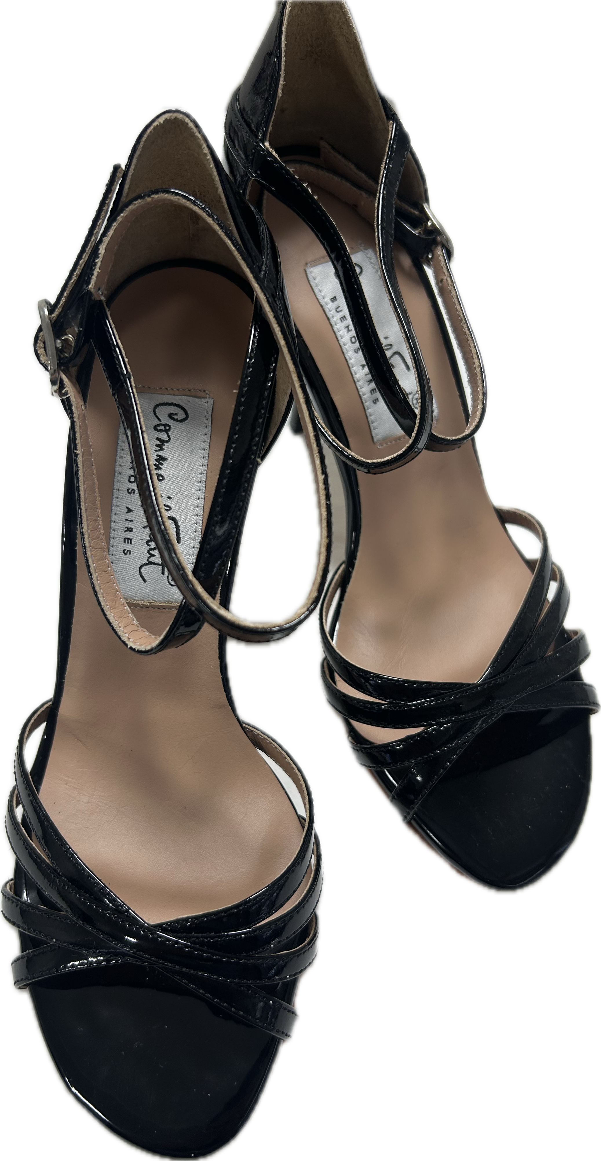 Comme Il Faut 37 エレガントなオープントゥサンダル 黒と金 Comme Il Faut 37 エレガントなオープントゥサンダル 黒と金