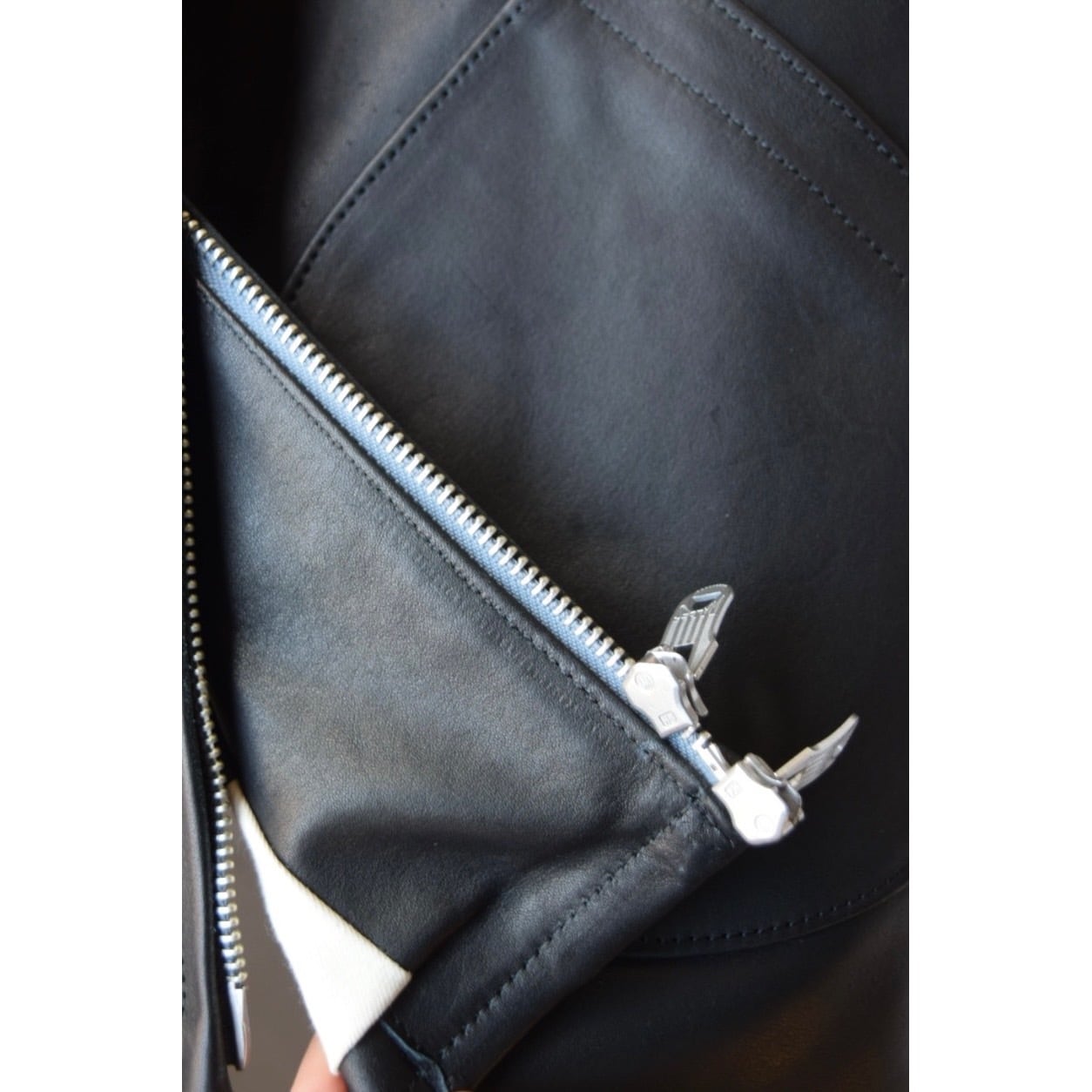 Simva118-0052 NEW 'Lucie' Leather Blouson Crew Neck Black Simva118-0052 NEW 'Lucie' Leather Blouson Crew Neck Black