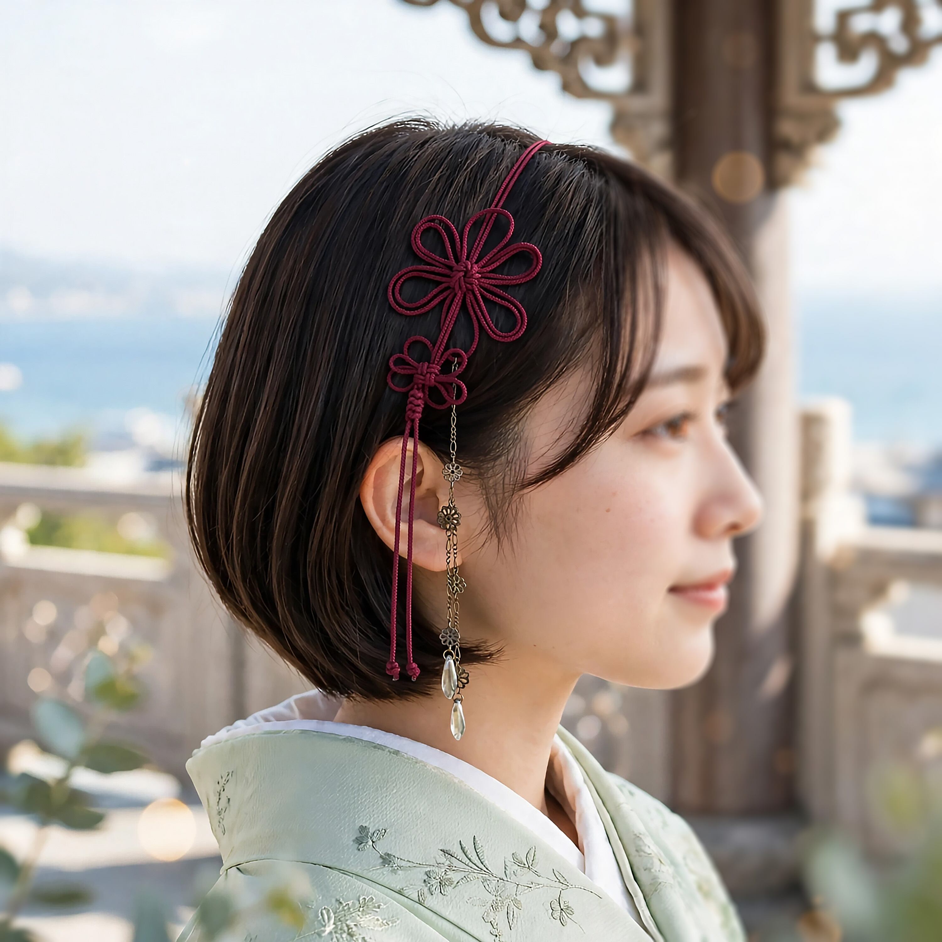 飾り結びカチューム「ふきかわす音」【軽量・簡単】浴衣や着物、日常使いにも。