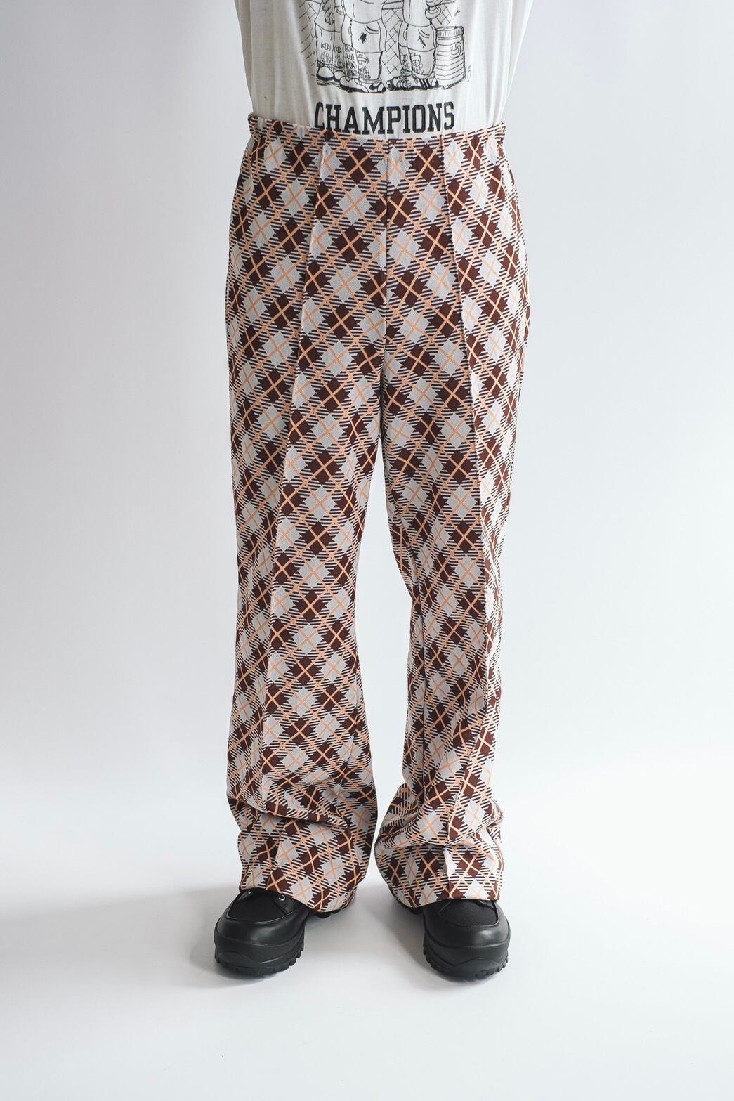 1980s check pattern easy pants