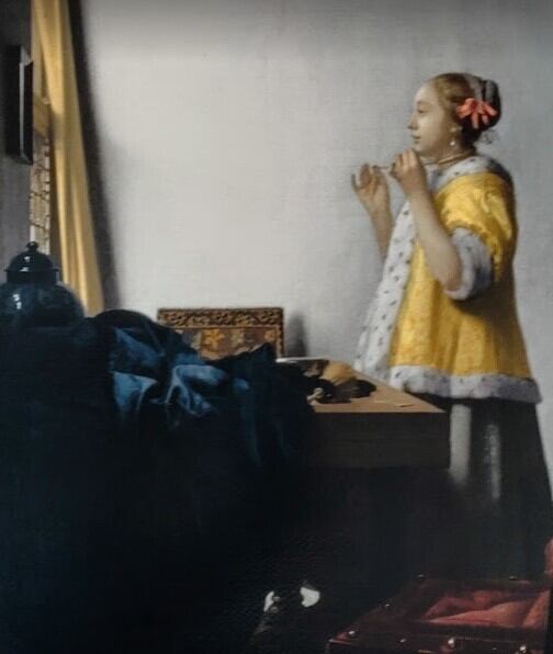 フェルメール「真珠の首飾りの少女」 ジクレー、シルクスクリーンツヤ