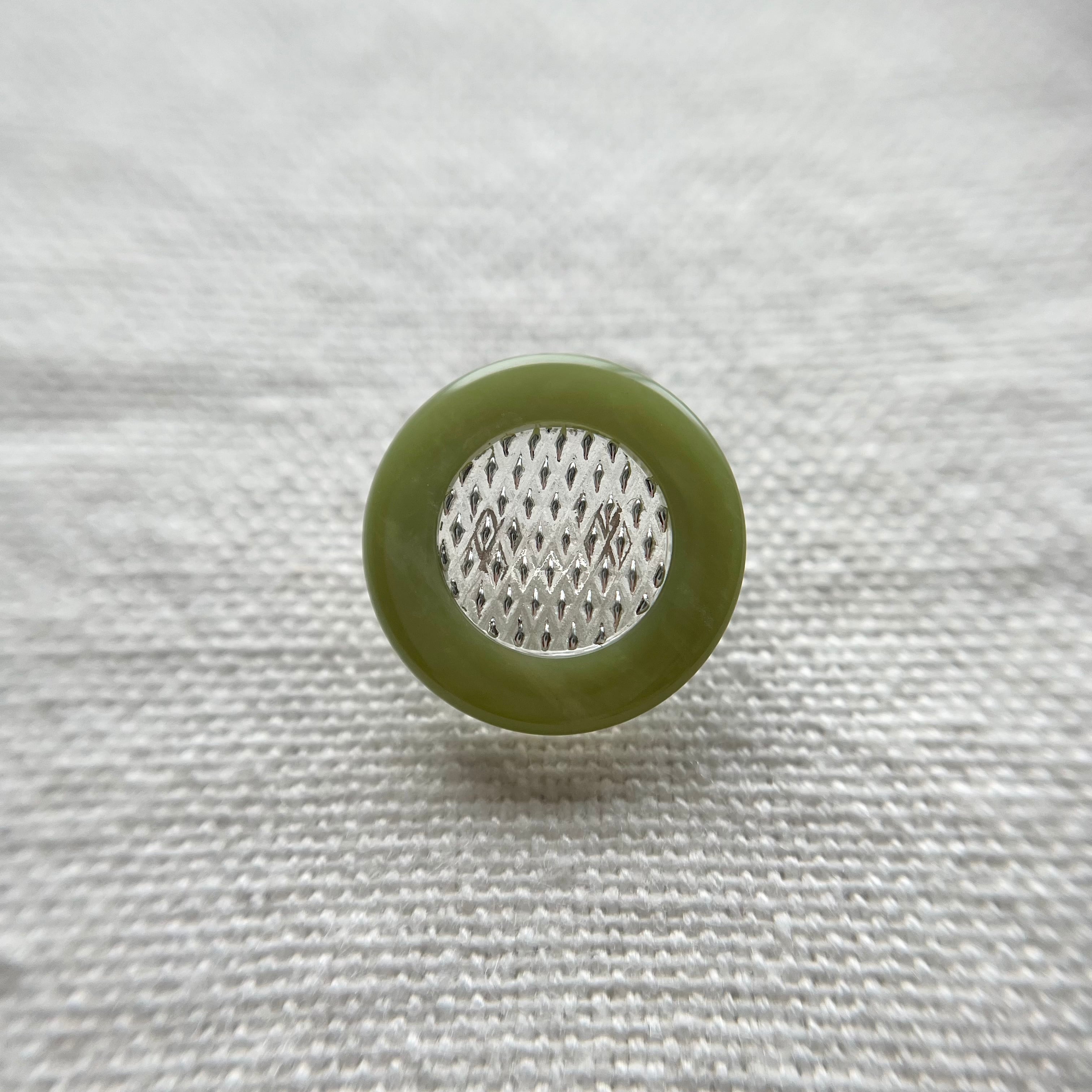 ●『2個セット』シルバーチェックサークル×パステルグリーン 15㎜