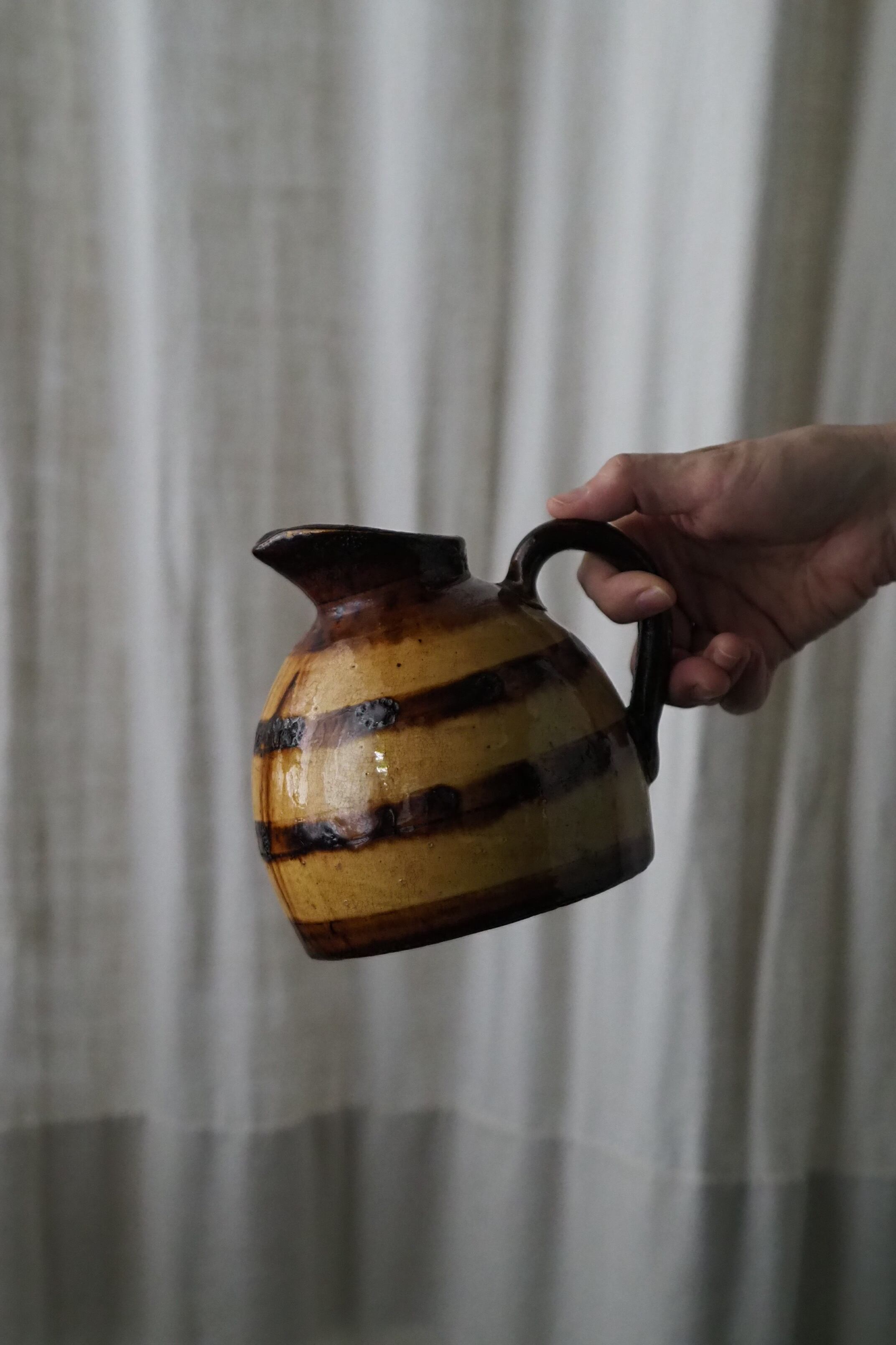 南仏 ユニークな柄の水差し-antique pottery pitcher | アンティーク