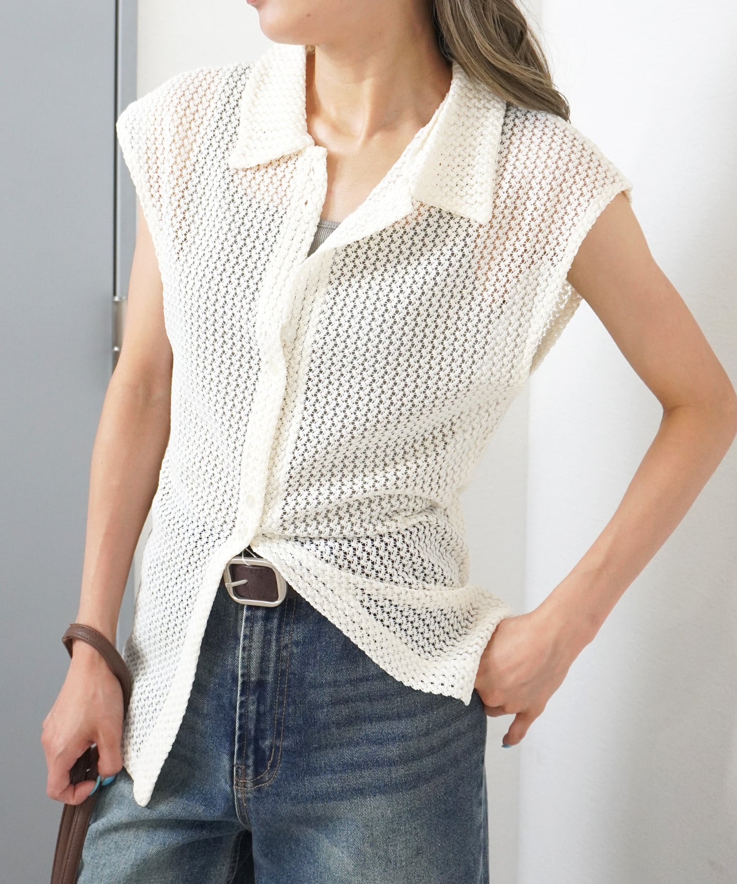 メッシュレース襟付きTOPS 5232154(0626)