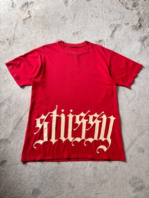 00s STUSSY/OLD ENGLISH Logo print Tee/L相当/オールドイングリッシュロゴプリントTシャツ/レッド/ステューシー/オ－ルドステューシー