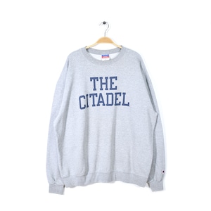 チャンピオン カレッジプリント スウェット THE CITADEL 霜降りグレー 大きめサイズ メンズXL CHAMPION アメカジ 古着 @CF0741