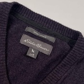 カシミヤ混 Eddie Bauer エディーバウアー Vネック ニットセーター M/ダークパープル系 メンズ