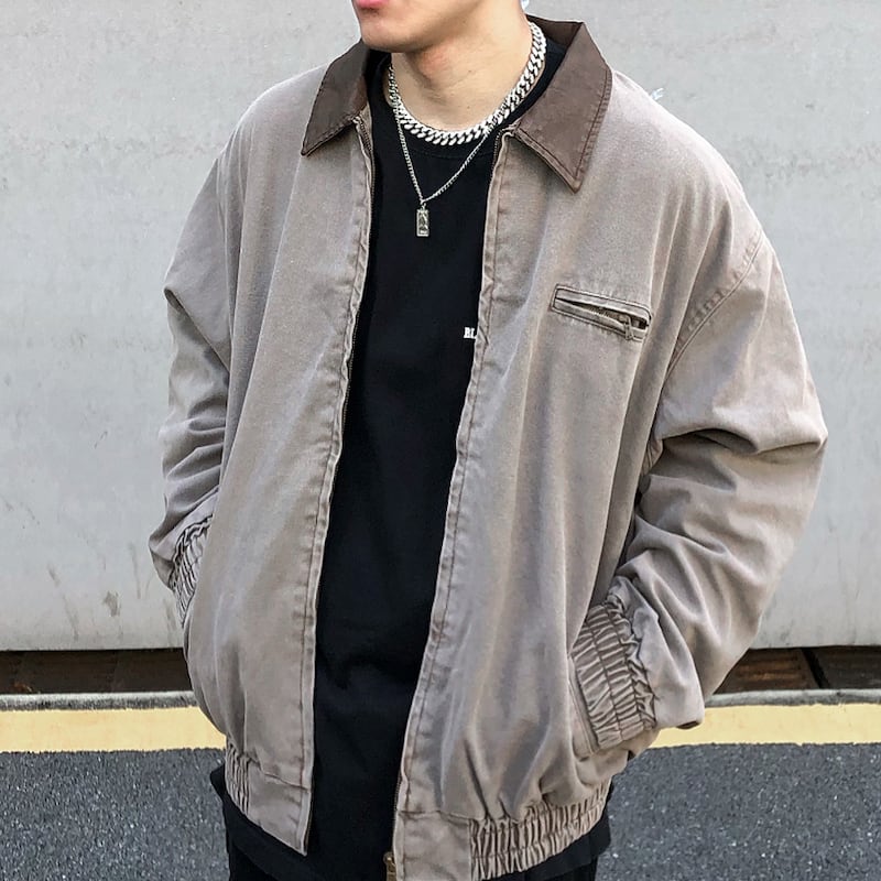 古着っぽ フライトジャケット でこなれストリート アメリカン レトロ ユニセックス 韓国ストリート 韓国っぽ ショート ジャケット ヴィンテージ メンズライク カジュアル ルーズ ウォッシュド Lamitte Deco トレンド 韓国ファッション ショップ Base店