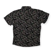 291295=HOMME ニーキューイチニーキューゴオム 総柄 タイト 半袖シャツ 3 /メンズ/日本製/パッゾ/ブラック