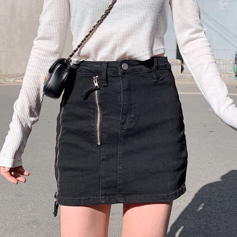 Aラインスカート スプリングオータムハイウェストウェスト薄手ジーンズ 春物 秋物 1号婦人57109692267