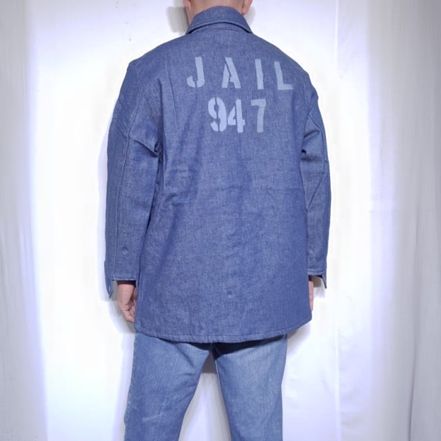 NOS !! 1980s~ SUI JAIL Denim Work Jacket with Stencil / USA 実物