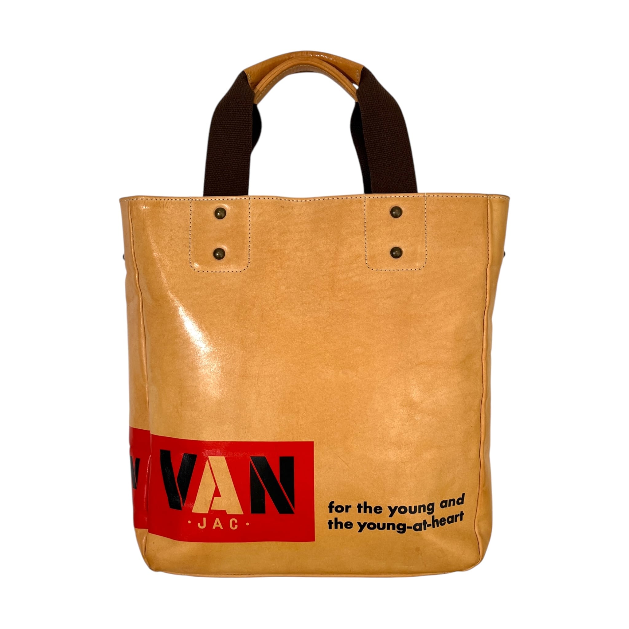 VAN JAC ヴァンヂャケット 裏アイビーストライプ ヌメ革 2way トート 