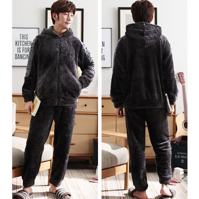 【予約販売】メンズ セットアップ 上下 もこもこ フーディー パーカー グレー スポーティー 男前 スエット 韓国 パンツ セット ジム カジュアル 部屋着 リラックス ルームウエア パジャマ 韓国 トレンド 大きいサイズ L/XL/2XL/3XL