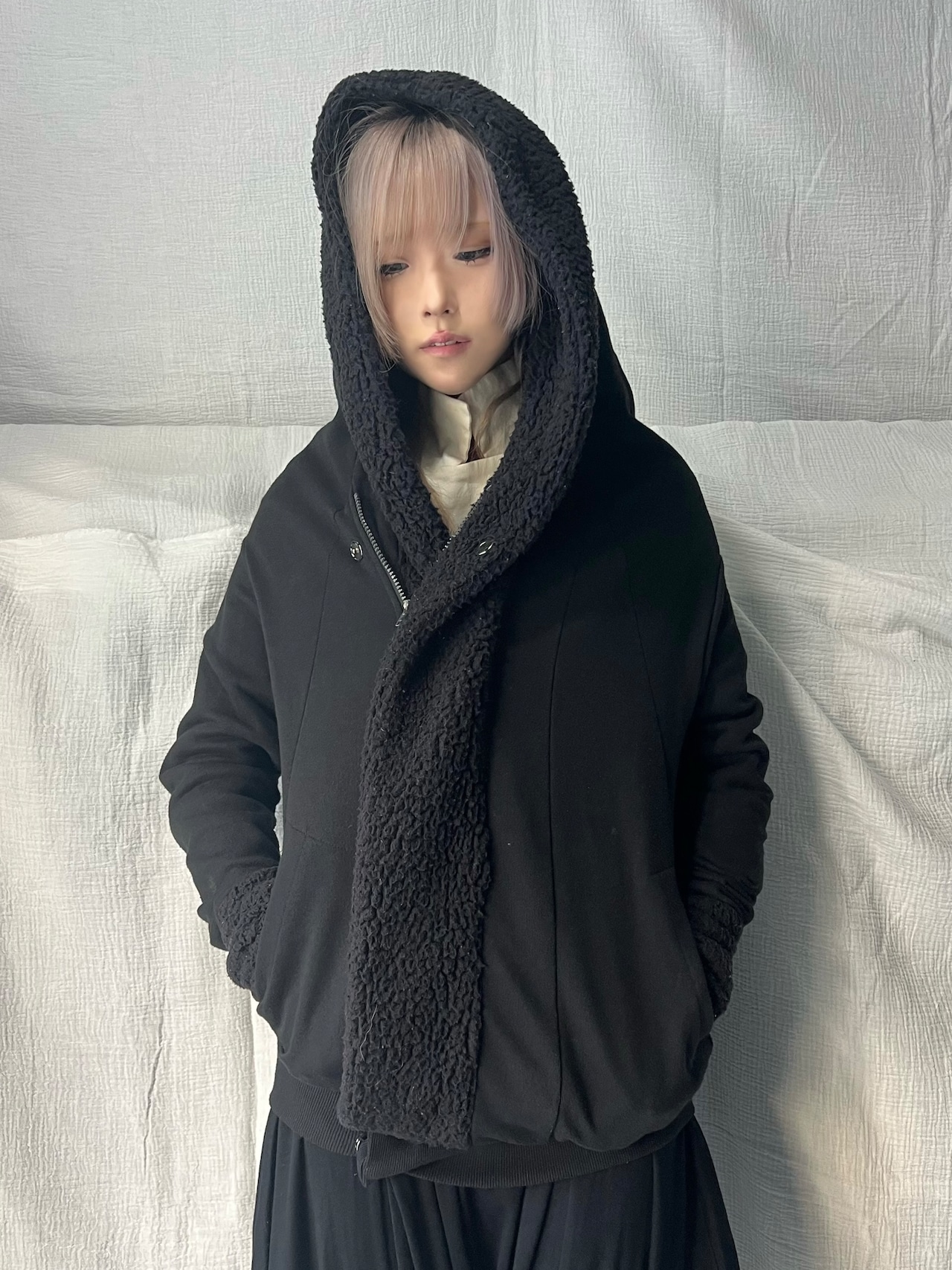 "HEAVEN AND EARTH" Deformation Boa Hoodie