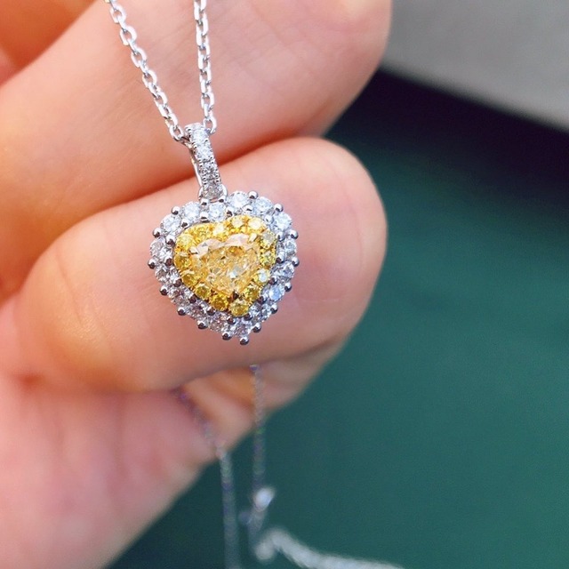 k18wg イエローダイヤモンドネックレス ハート | Kiririnnland 