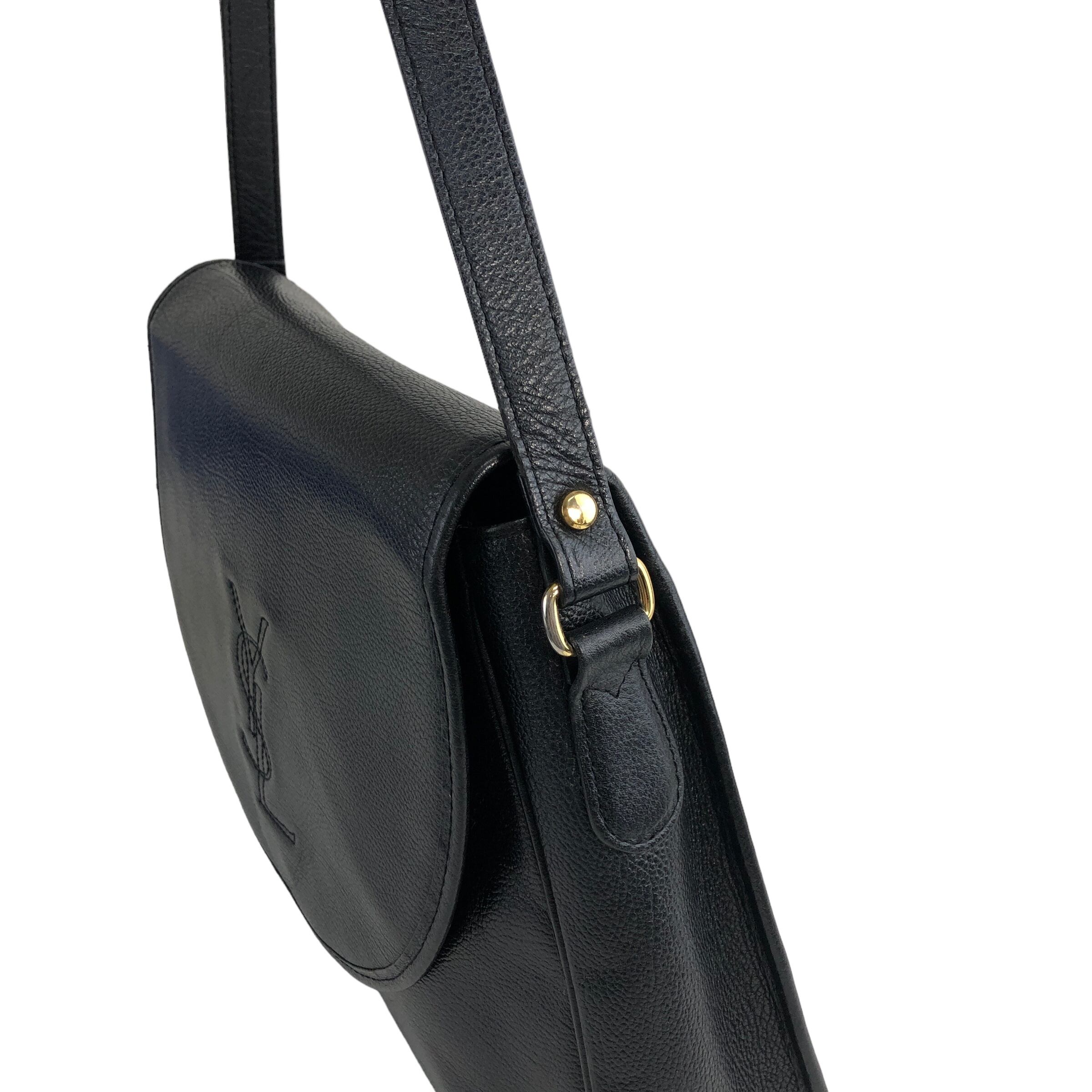 YSL ブラックレザー ショルダーバッグ Yves Saint Laurent イヴ・サンローラン ショルダーバッグ ブラック
