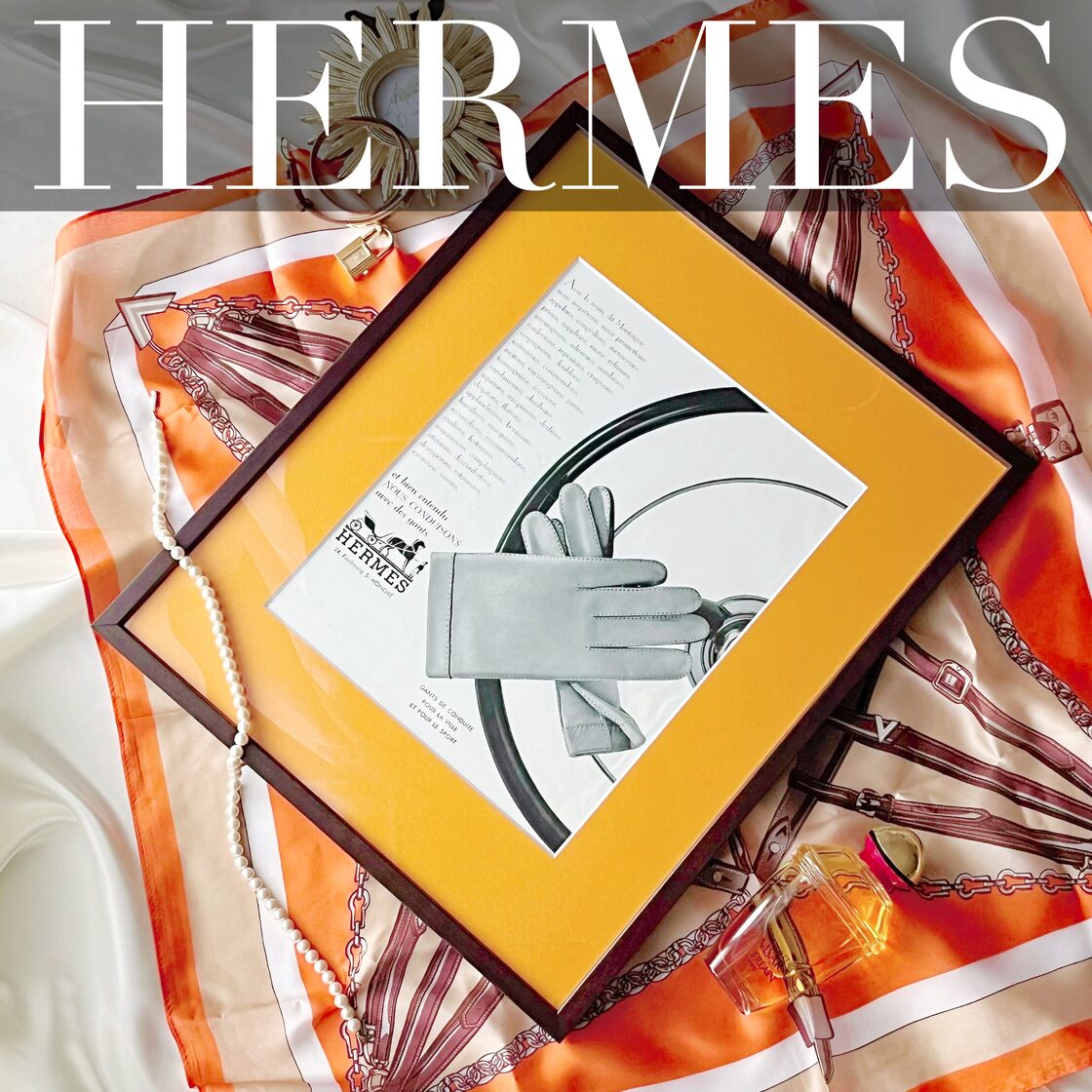 1956 広告＞ HERMES エルメス グローブ ポスター ヴィンテージ アート 