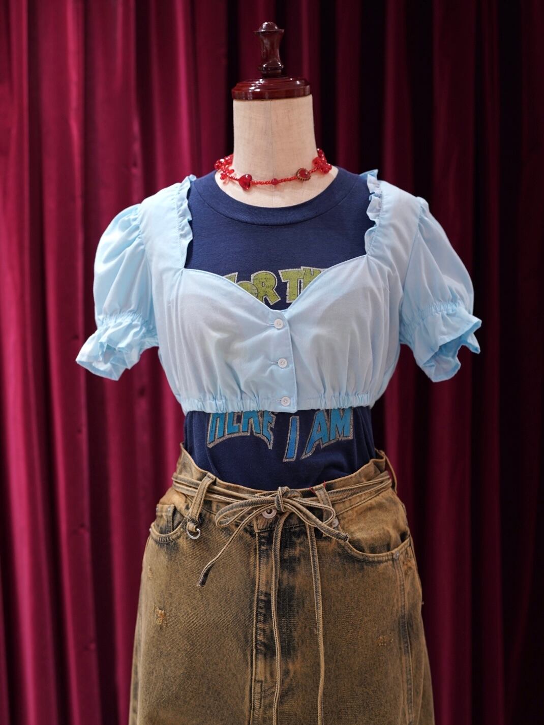 Short length blouse (blue)