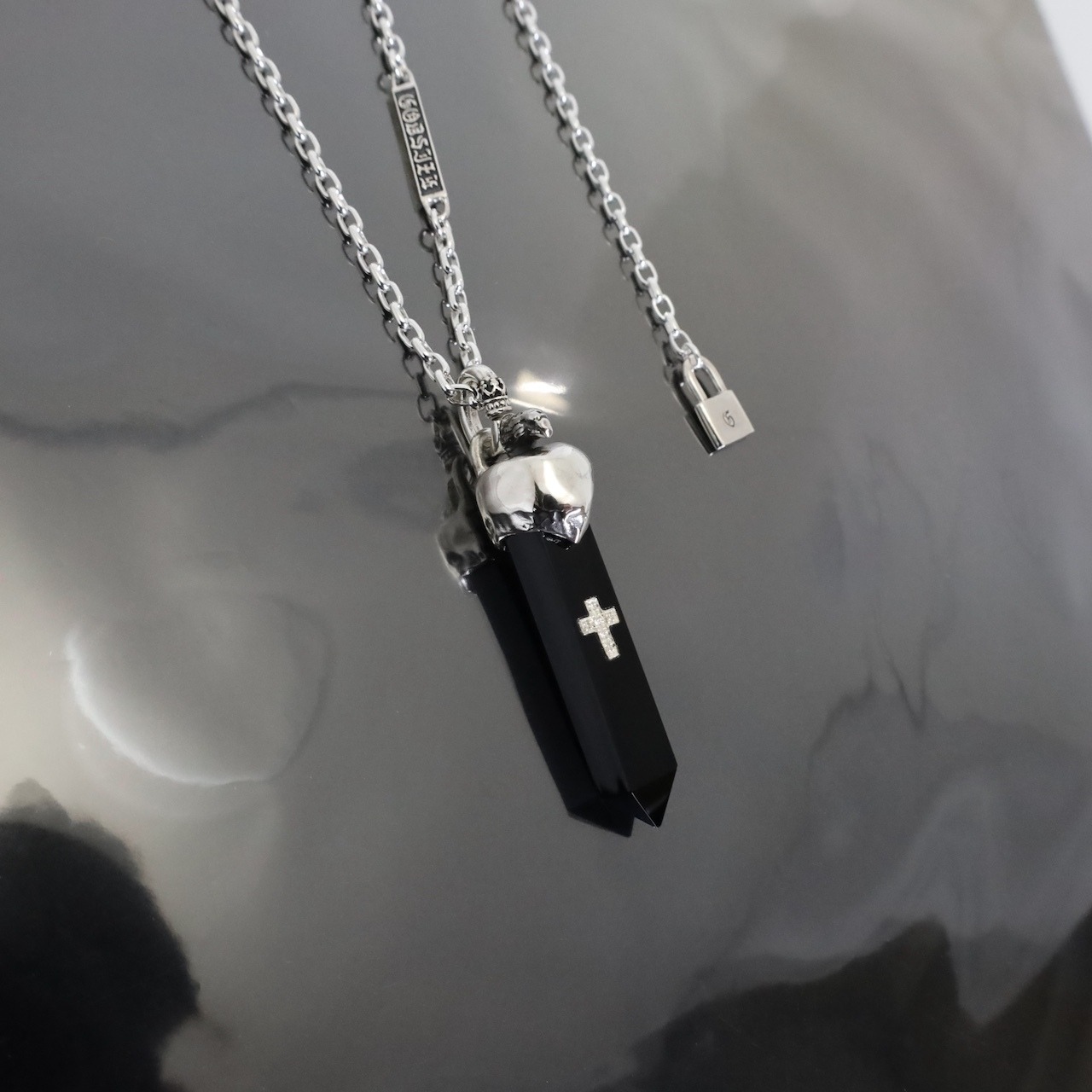 One off OBSIDIAN with DIAMONDS NECKLACE  / 限定商品 オブシディアンウィズダイヤモンドネックレス