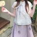 サイドリボンダイヤ柄フリルトップス ・11225