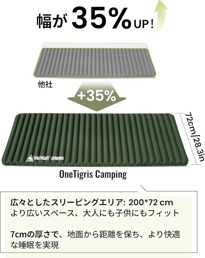 OneTigris JADE エアーマット 【寝心地良い・広いスリーピングエリア
