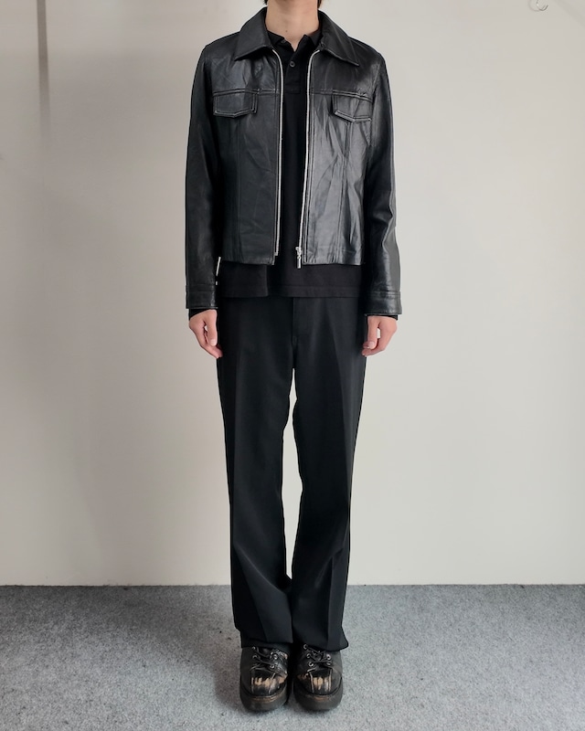 【BALMAIN】zip-up leather tracker jacket
