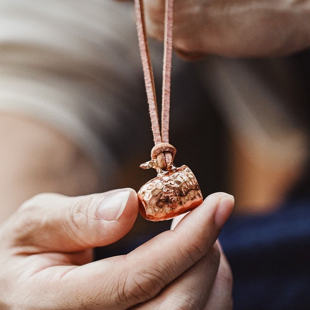 Hammered Copper Carved Cup Pendant Necklace(GV033)
