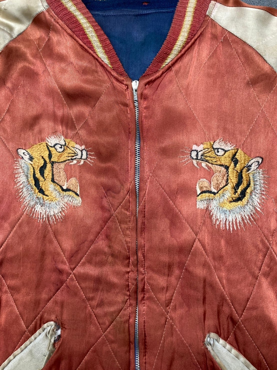 50's~60's VINTAGE SOUVENIR JACKET KOREA×TIGER スカジャン | OLD13