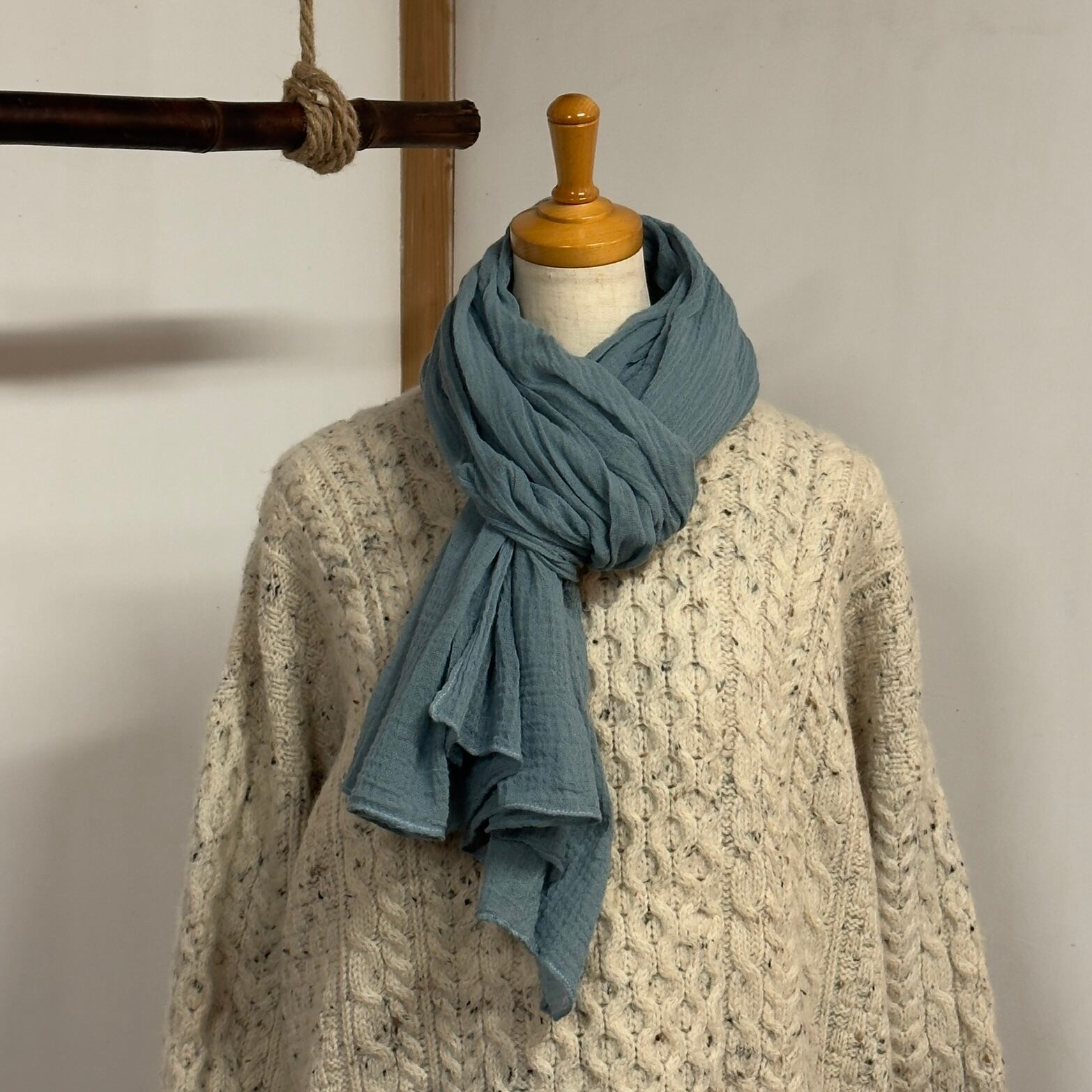 手染め 綿100% ふんわりストール｜ブルーベリー染め（植物染め