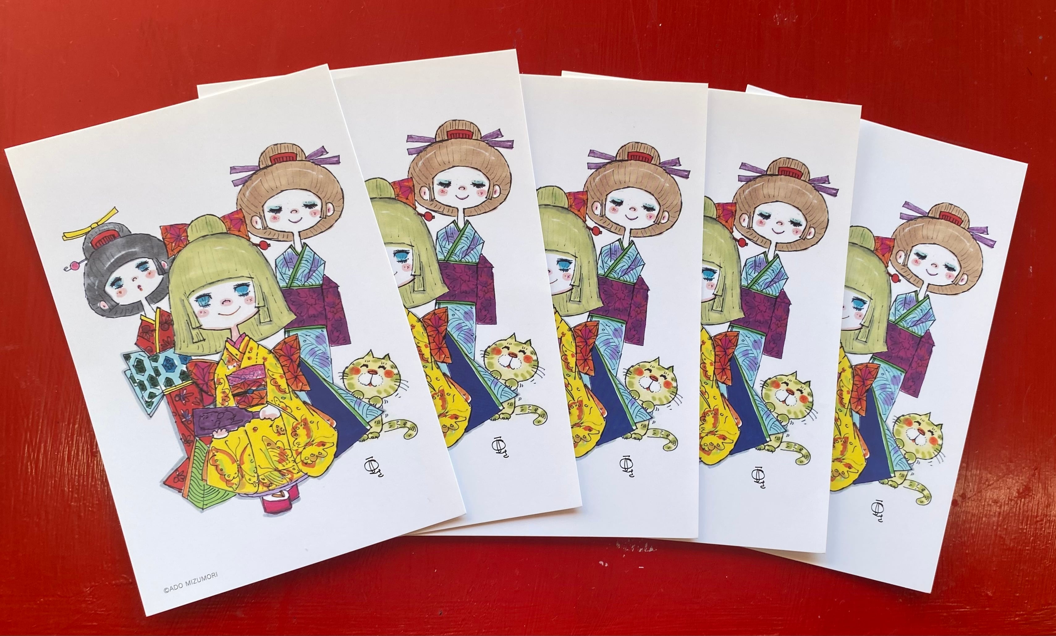 AdoToyBoxオリジナルポストカード「お正月」5枚セット | 水森亜土の