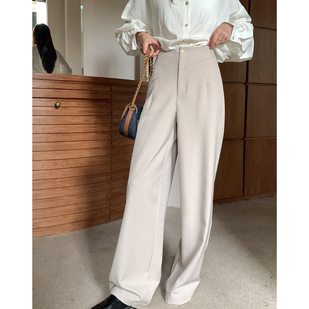 high waist slim casual pants