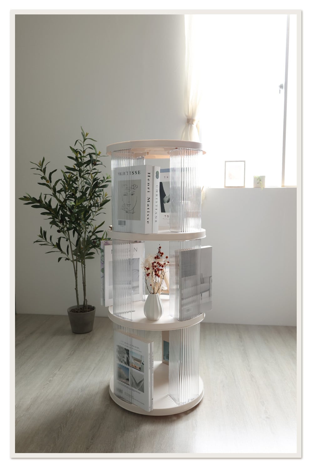 3段】 回転式本棚 図鑑対応 大容量 アクリル ブックシェルフ 推し活