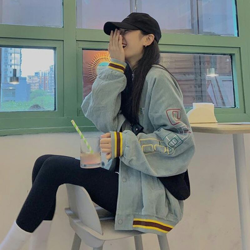 ジャケット スプリングオータムスタンダードルーズトップス ロング レトロ ストリート 春物 秋物 試着室92504131894