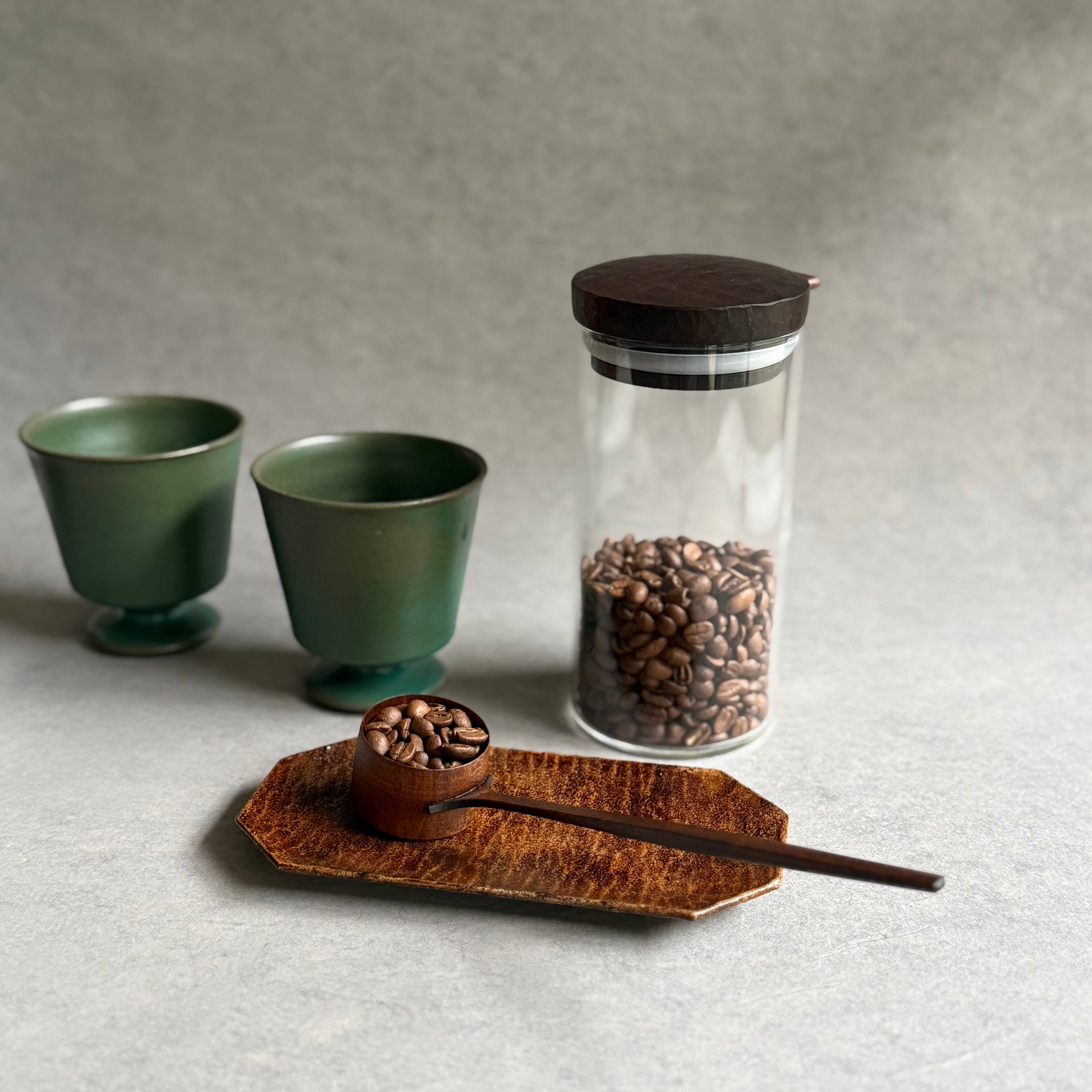 田澤祐介 コーヒーキャニスター L (サクラ 拭漆) ＋ 珈琲杓