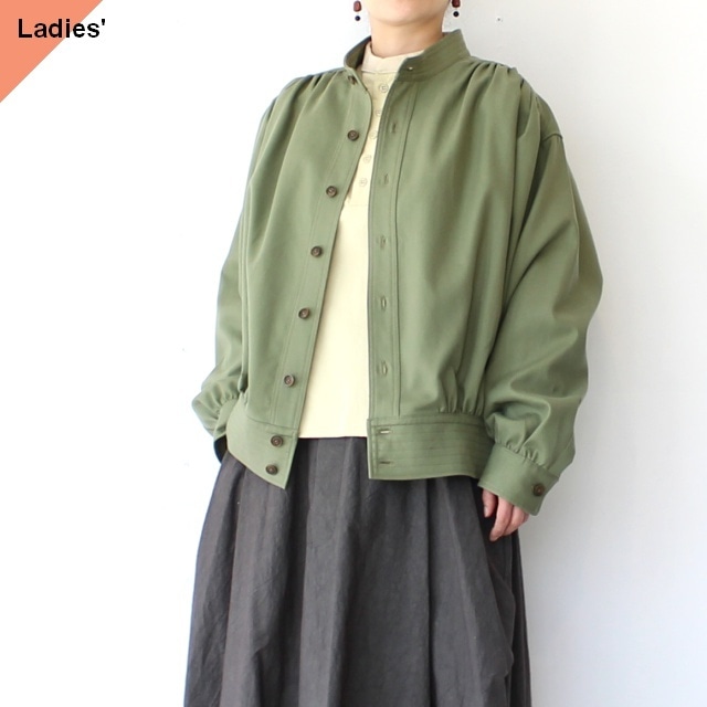 Bohemians 2重織りコットンツイルブルゾンシャツ Organic cotton blouson shirt (Olive drab)