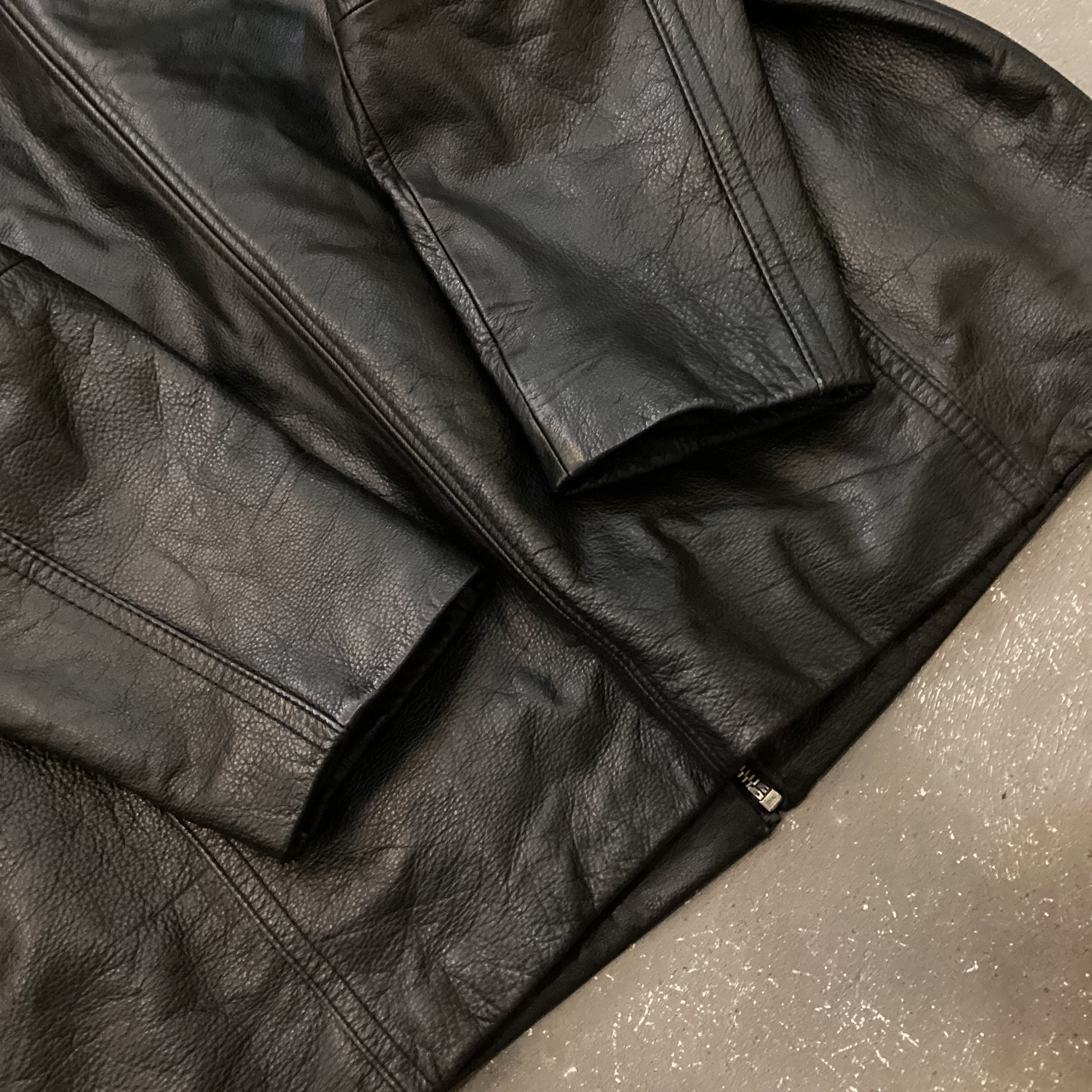 Wilsons Leather 90-00s ブラックレザー デザイン ハーフコート JKT