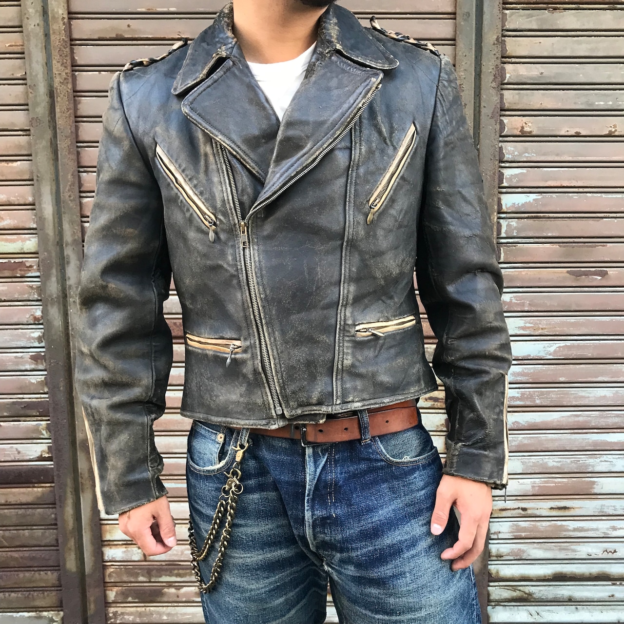 雰囲気抜群 50s Germany Vintageドイツ軍 モーターサイクル ジャケット 