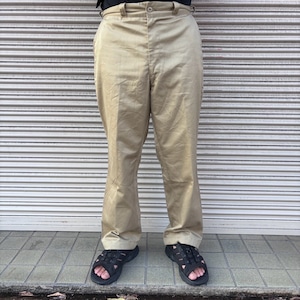 70s KLONDIKE USA製 ワークパンツ カーキ ポリコットン スラックス トラウザーズ ヴィンテージ 60s W88cm L相当