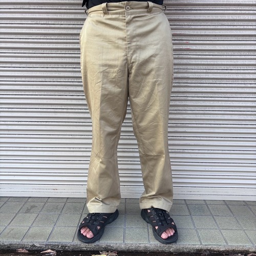 70s KLONDIKE USA製 ワークパンツ カーキ ポリコットン スラックス トラウザーズ ヴィンテージ 60s W88cm L相当