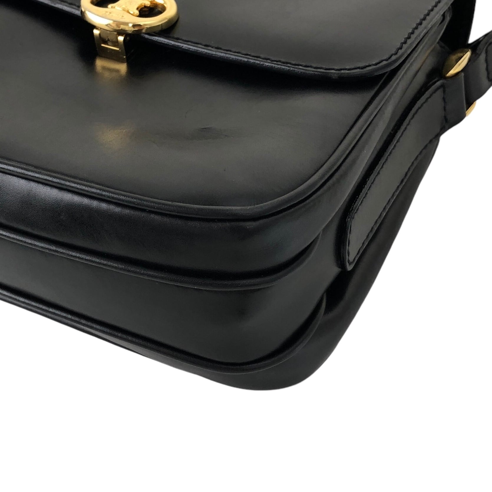 CELINE セリーヌ ショルダーバッグ ブラック ブラゾン レザー クロス