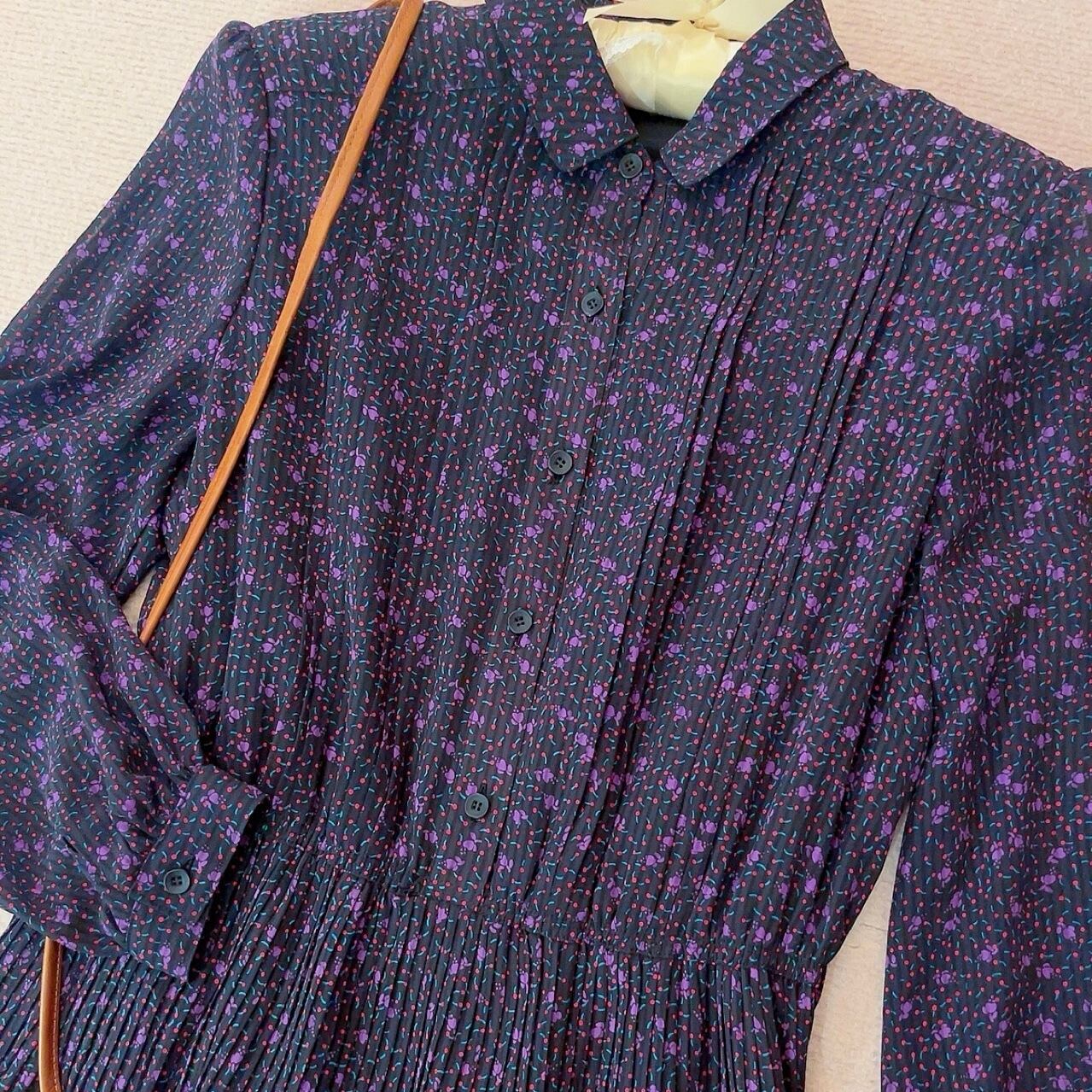 purple heart dot pleats one-piece