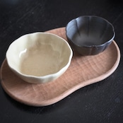 たくまポタリー 4寸鉢ひらひら鉢 灰釉