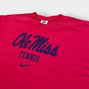 【NIKE】テニス TENNIS ロンT ロングTシャツ 長袖Tシャツ ロゴ プリント USA素材 X-LARGE ビッグサイズ 赤 ナイキ US古着