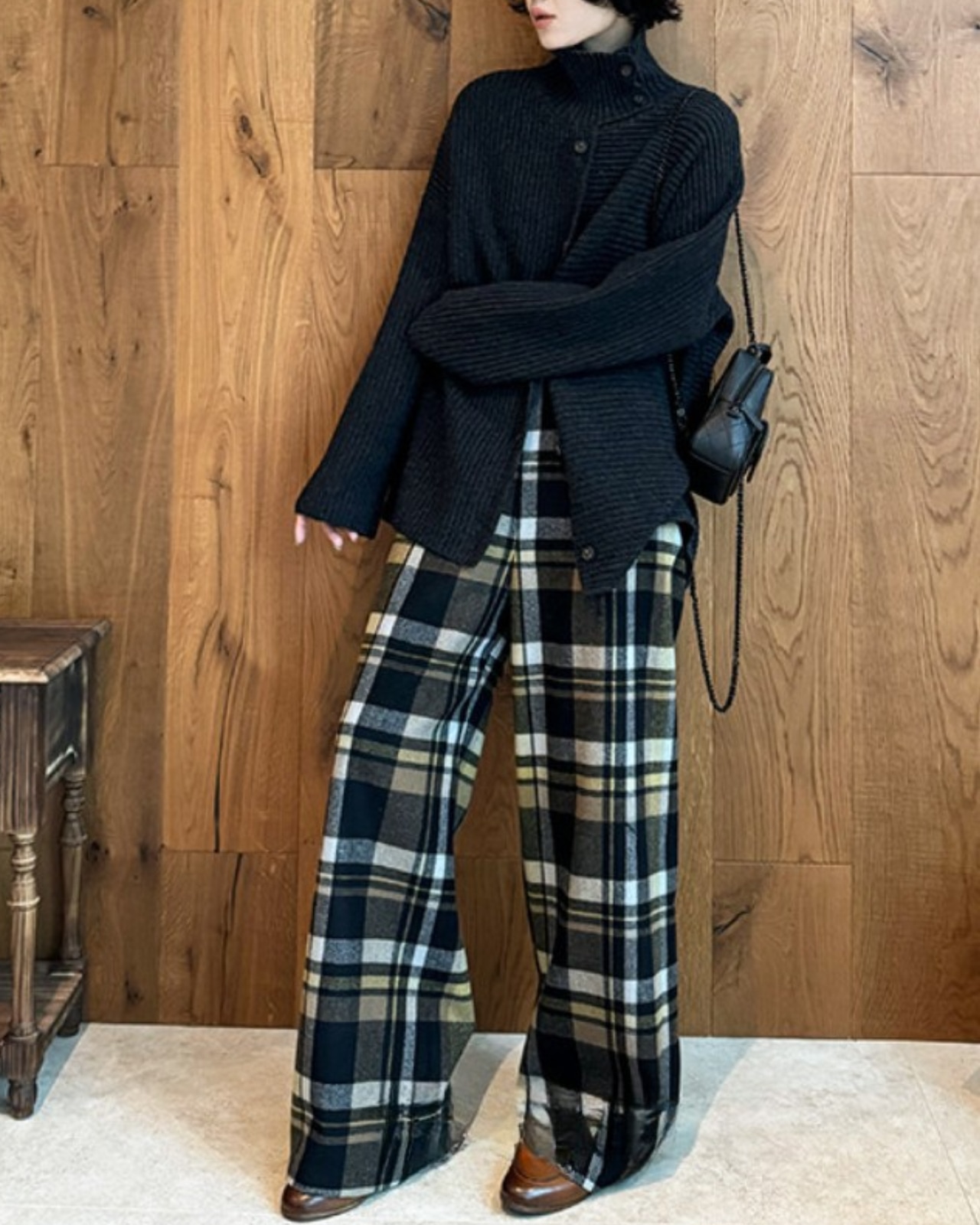 クラシカルチェック リラックスワイドパンツ