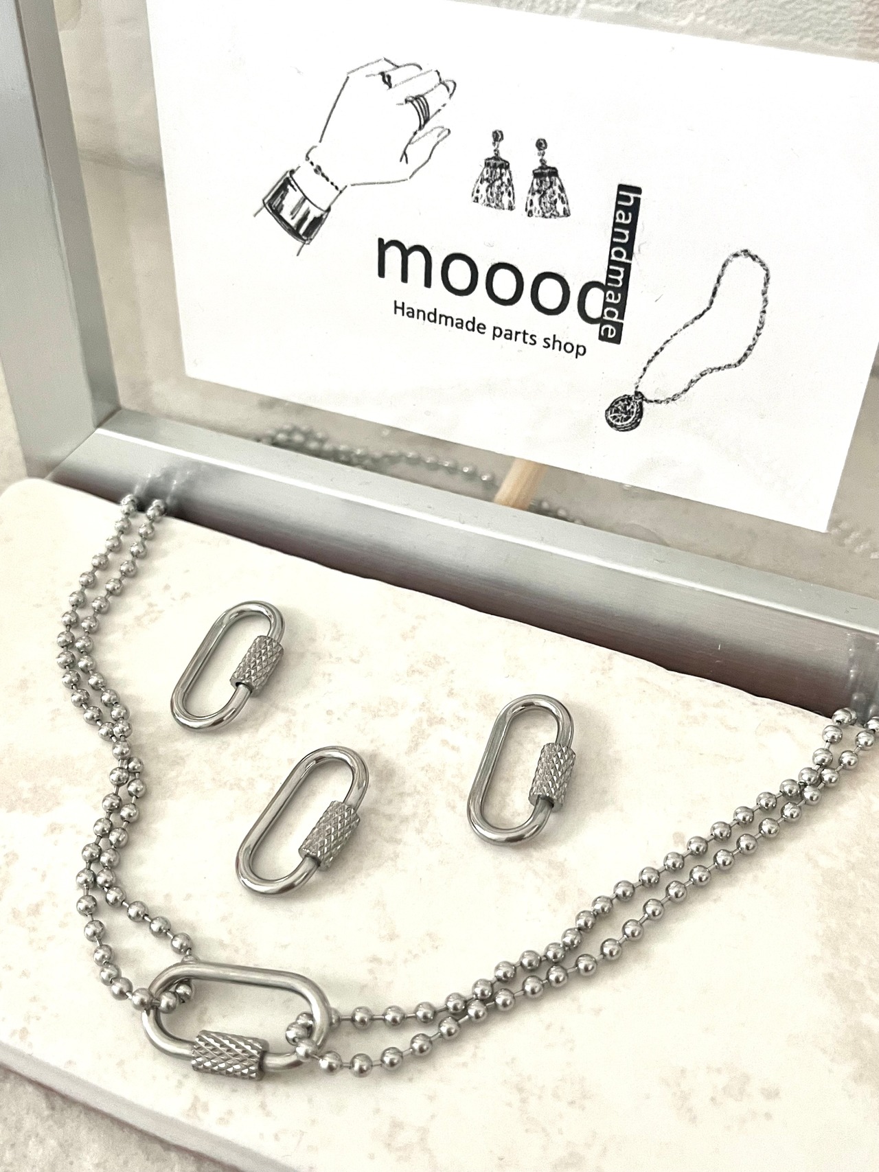 ステンレス製スクリューロック/パーツ/キーリンク/ネックレス/コネクター /金属アレルギー対応