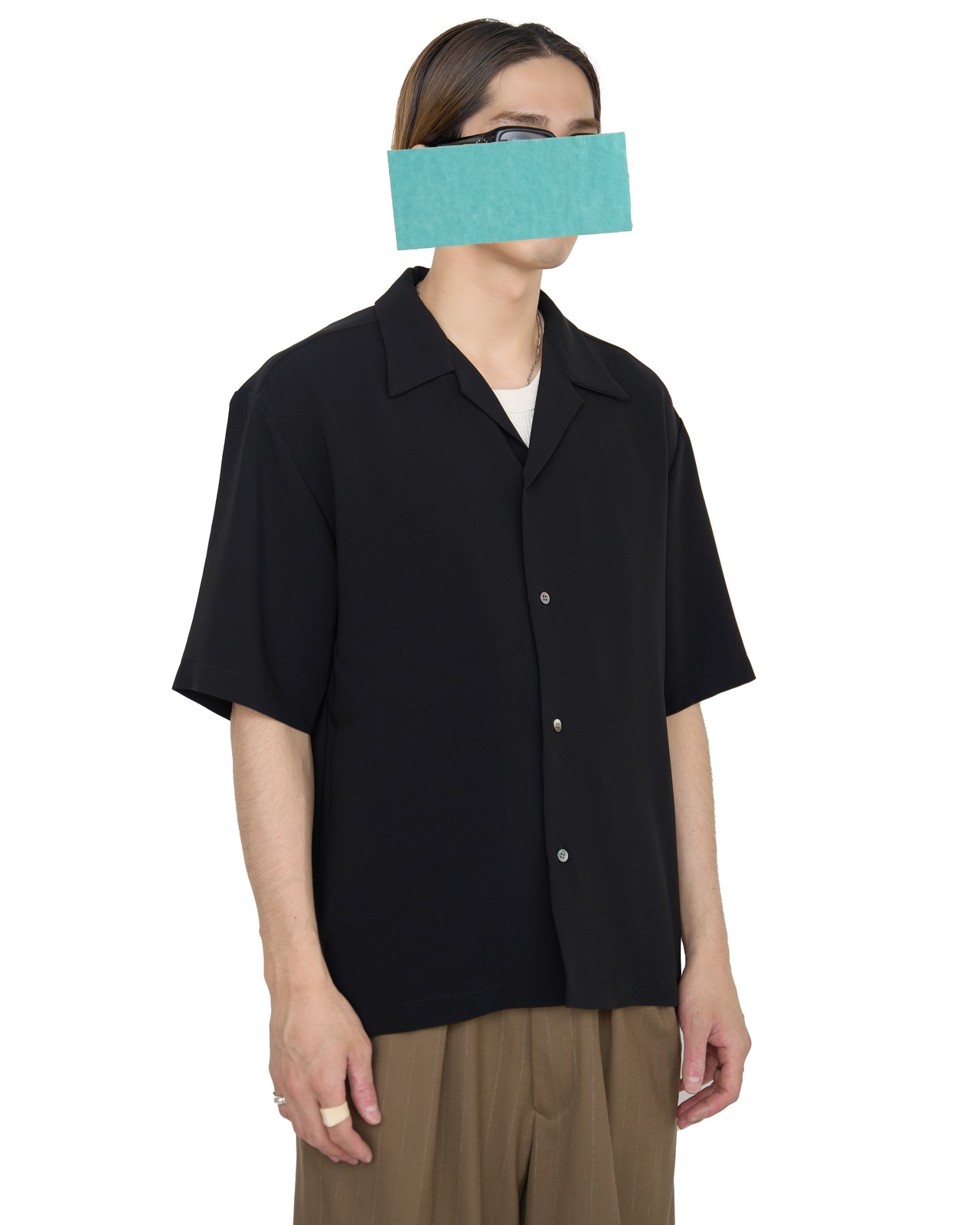ROTOL "Fluid Open Collar Shirt 〔BLACK〕"