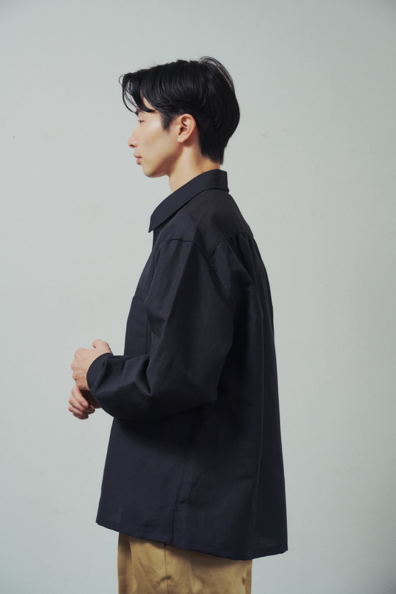 新品】MINTENS 1950s vintage summer wool shirts Black made in Italy