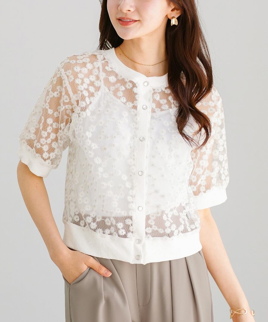SALE 40％OFF】 デイジー刺しゅうレース・前後2WAYプルオーバー