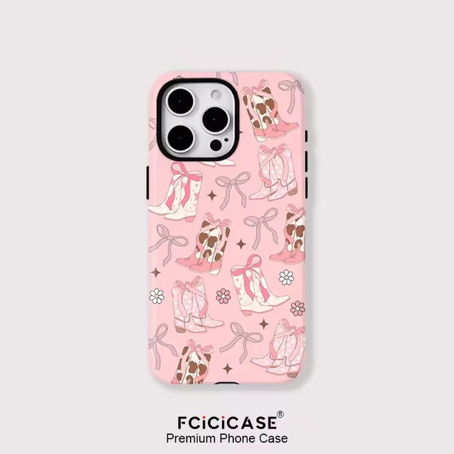 リボンブーツ パウダーピンク iPhoneケース（iphone17対応）0156